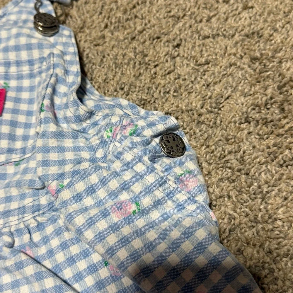 Vintage OshKosh B'Gosh Floral Gingham Shortalls Romper USA Size 3T Girls